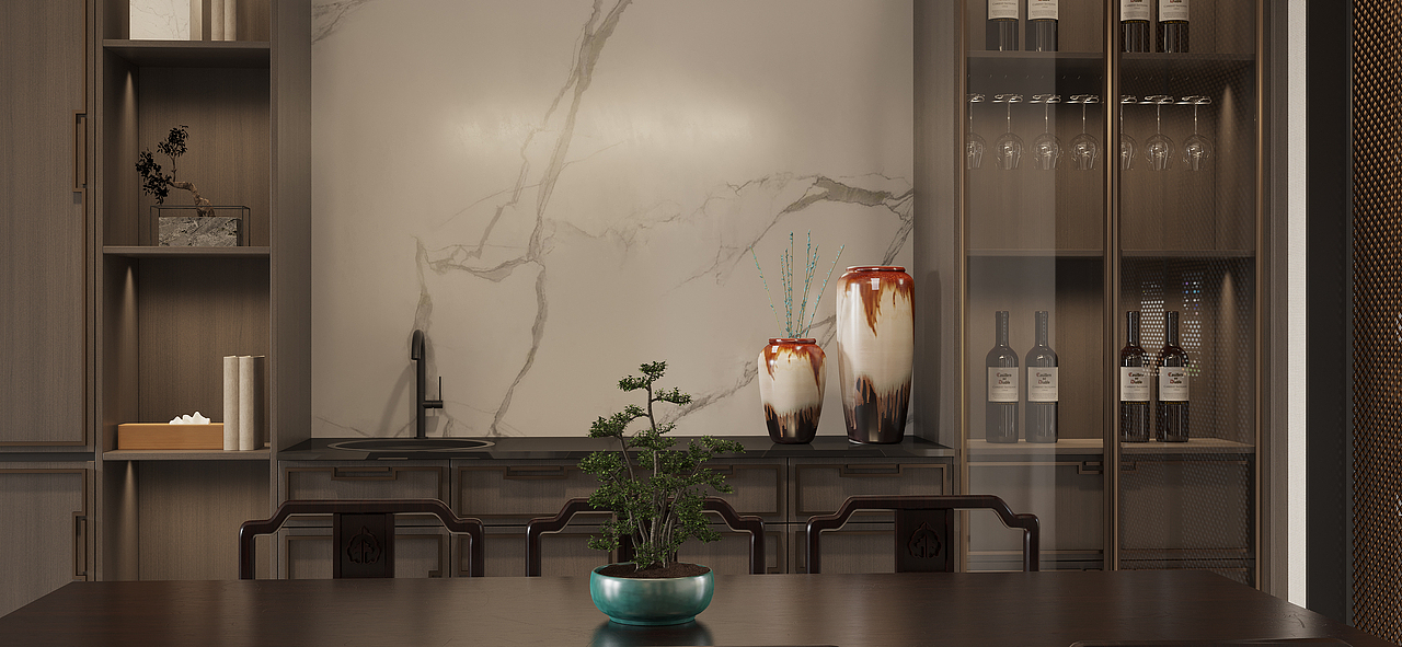 新中式得客餐厅（图ZMjk1OTcyMjk2） - 家装设计 - 站酷设计师Likx001原创素材 - 站酷ZCOOL