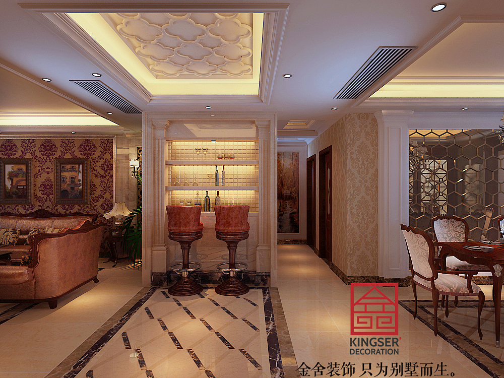 【国际城四期小区-142㎡三室两厅装修效果图欧式浪漫主义风格】-金舍装饰