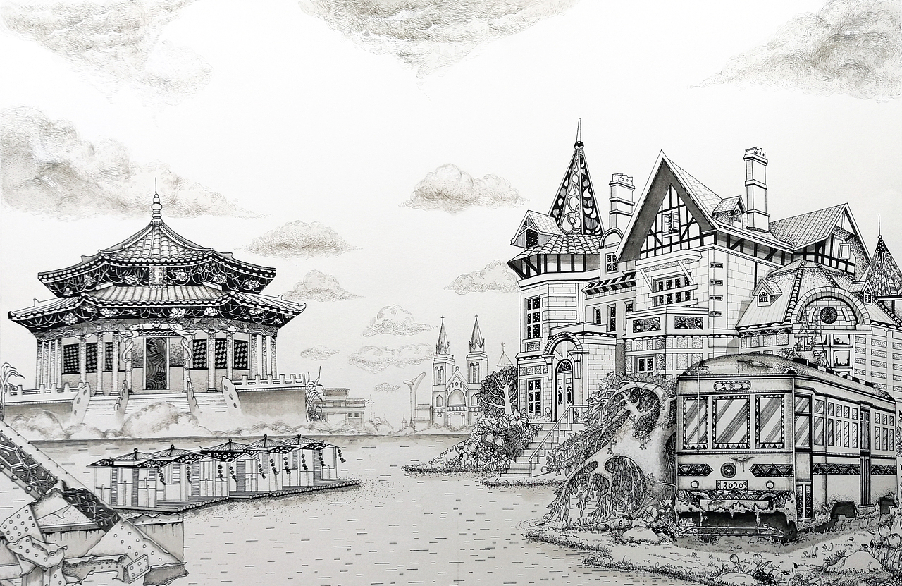 辽宁
(主要创作元素:沈阳故宫,北陵,鸭绿江断桥,绕阳湾,大连俄罗斯风情街,有轨电车)