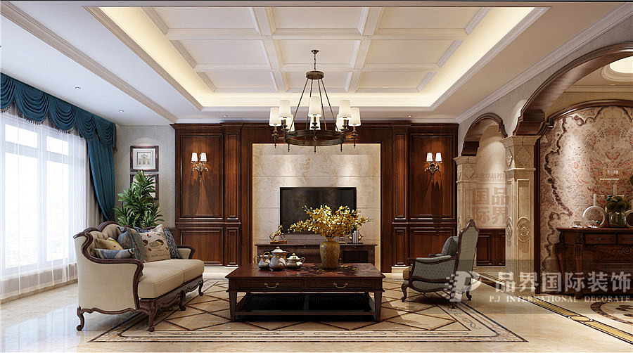 亚星观邸236户型美式装修设计案例（图ZMTc4OTYzNzE2） - 家装设计 - 站酷设计师淡墨淸彩原创素材 - 站酷ZCOOL