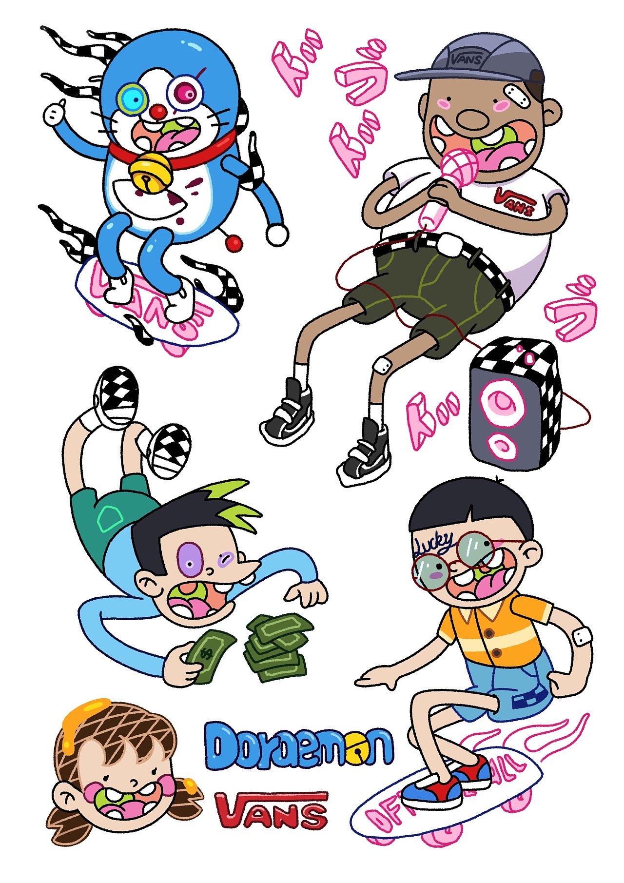 哆啦a梦 vans插画
