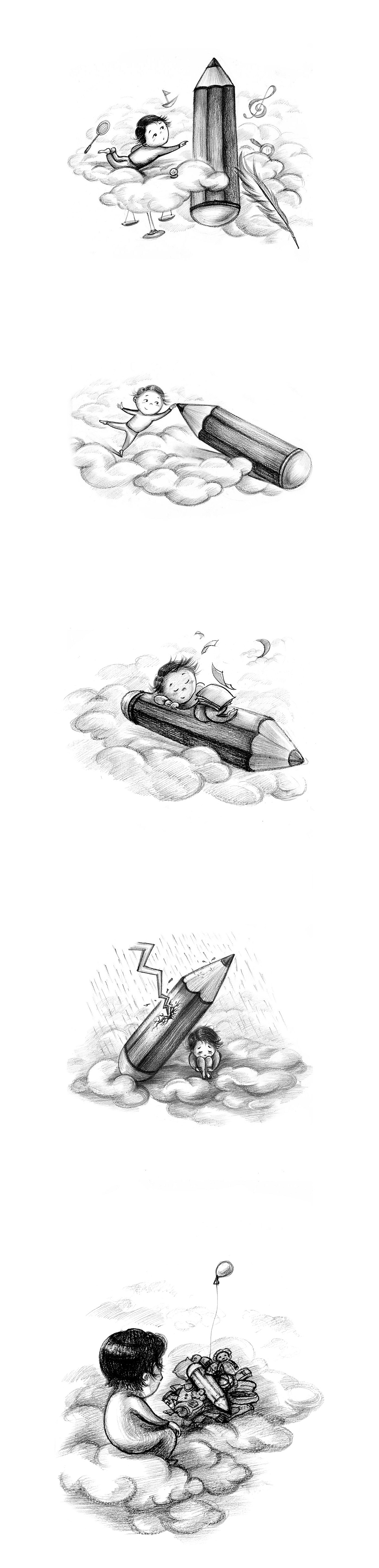 我与笔的故事（图ZNzkxMDU0ODQ=） - 儿童插画 - 站酷设计师不卡门的Carmen原创素材 - 站酷ZCOOL