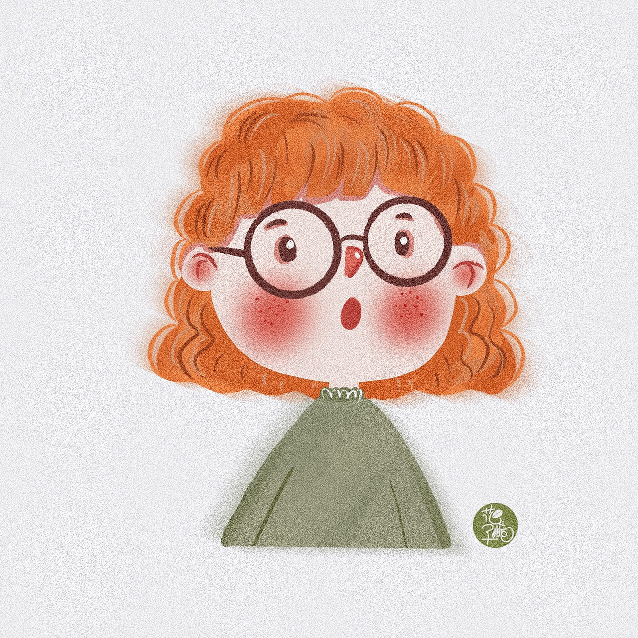 花栀子插画偏复古色磨砂感可爱女生头像