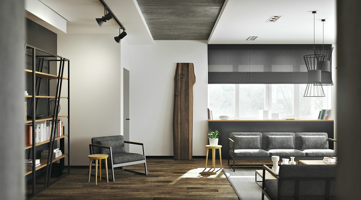 高级灰 开放式公寓（图ZMTgyMTQyMTUy） - 家装设计 - 站酷设计师A秀秀原创素材 - 站酷ZCOOL