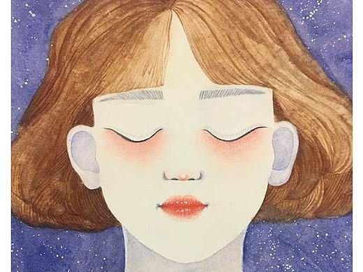 画画水彩原创手绘插画手绘少女头像水彩教程人物插画 