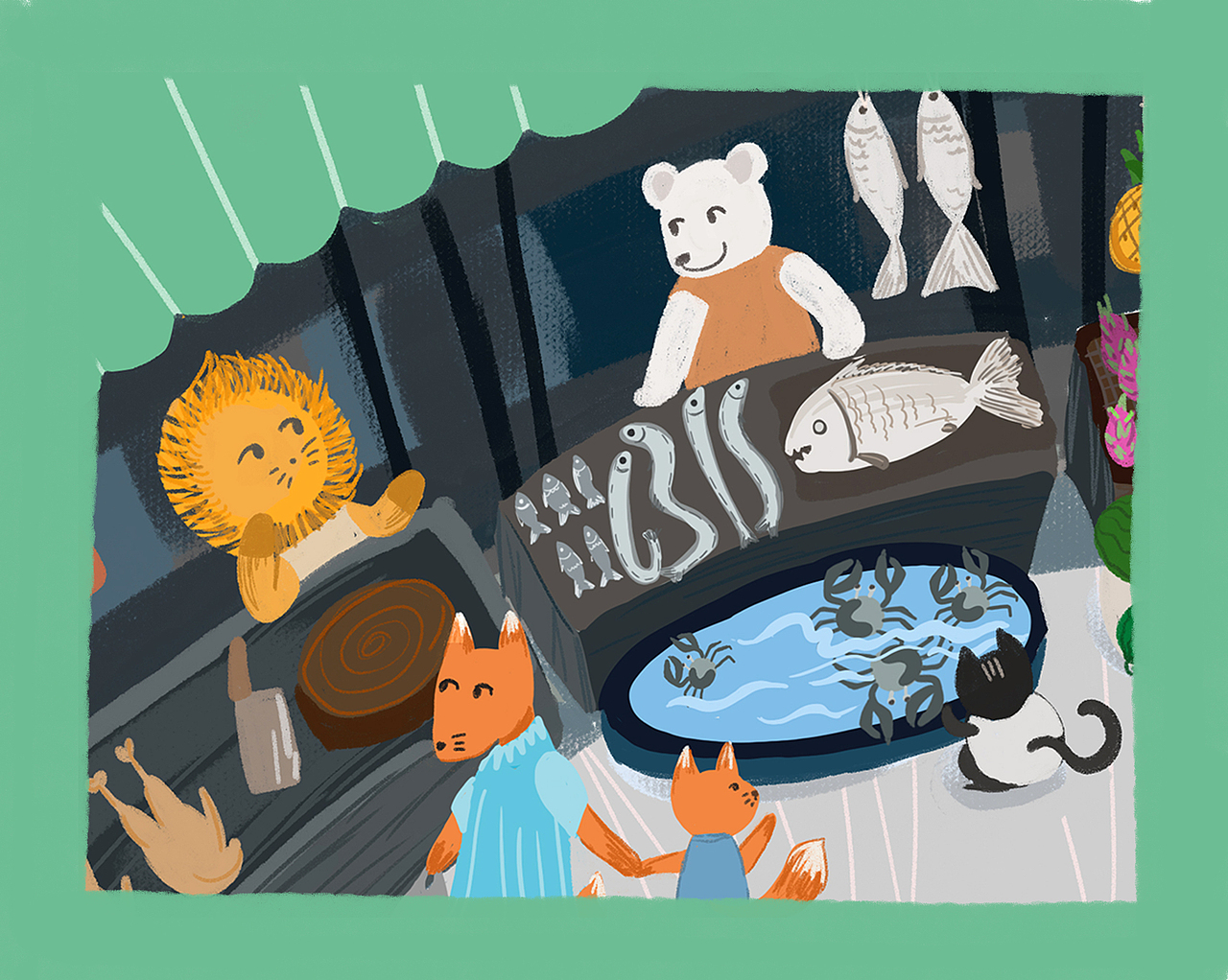 狐狸去买菜（图ZMjE4MzIzNTUy） - 儿童插画 - 站酷设计师冷色调winyang原创素材 - 站酷ZCOOL