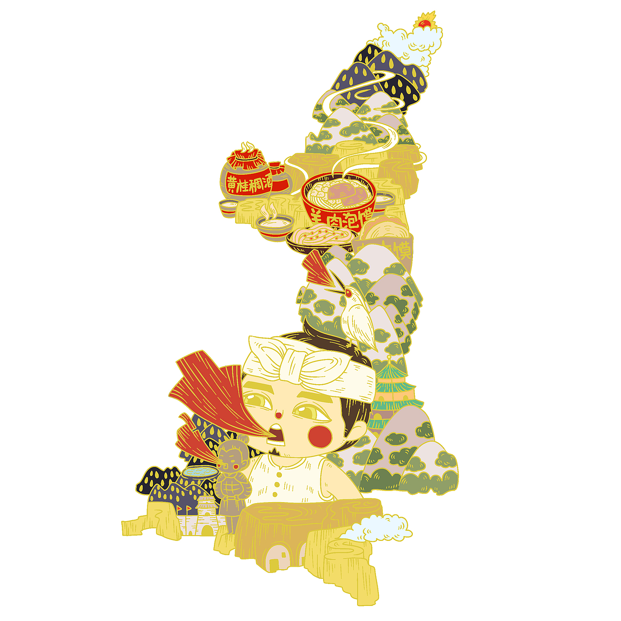 「毕设」各省的插画（二）（图ZNzc1NDkwNjQ=） - 艺术插画 - 站酷设计师余肉原创素材 - 站酷ZCOOL