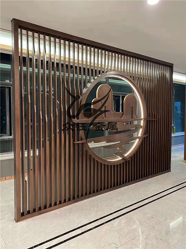 青岛室外不锈钢景墙格栅/电镀不锈钢仿古铜喷漆花格