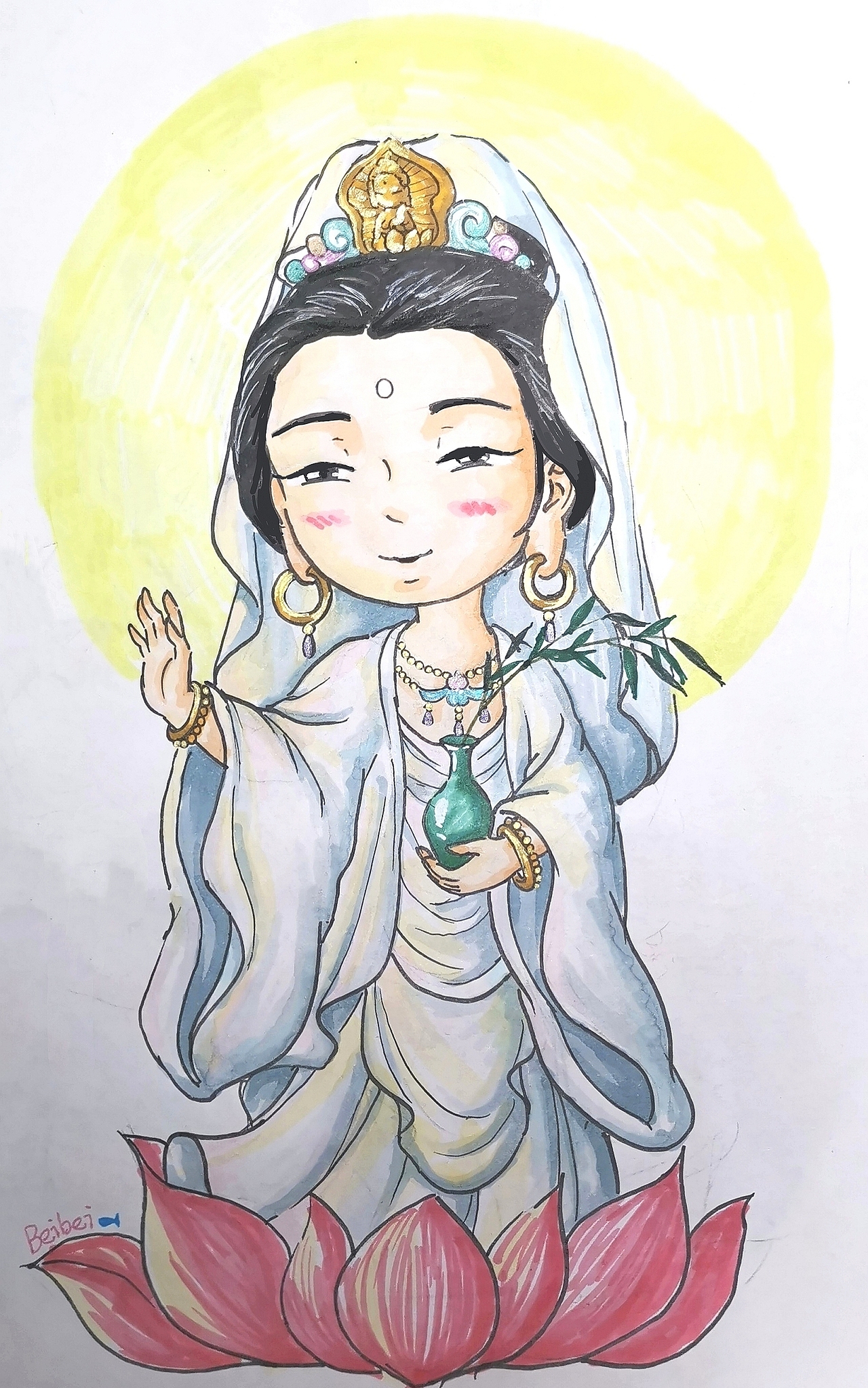 Jinbeibei画的四大菩萨（图ZMjc2NTI2OTA4） - 艺术插画 - 站酷设计师芋螺姑娘原创素材 - 站酷ZCOOL
