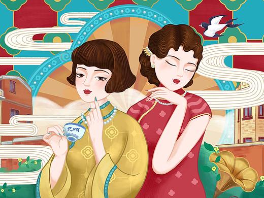 民国美女插画-中华米粉