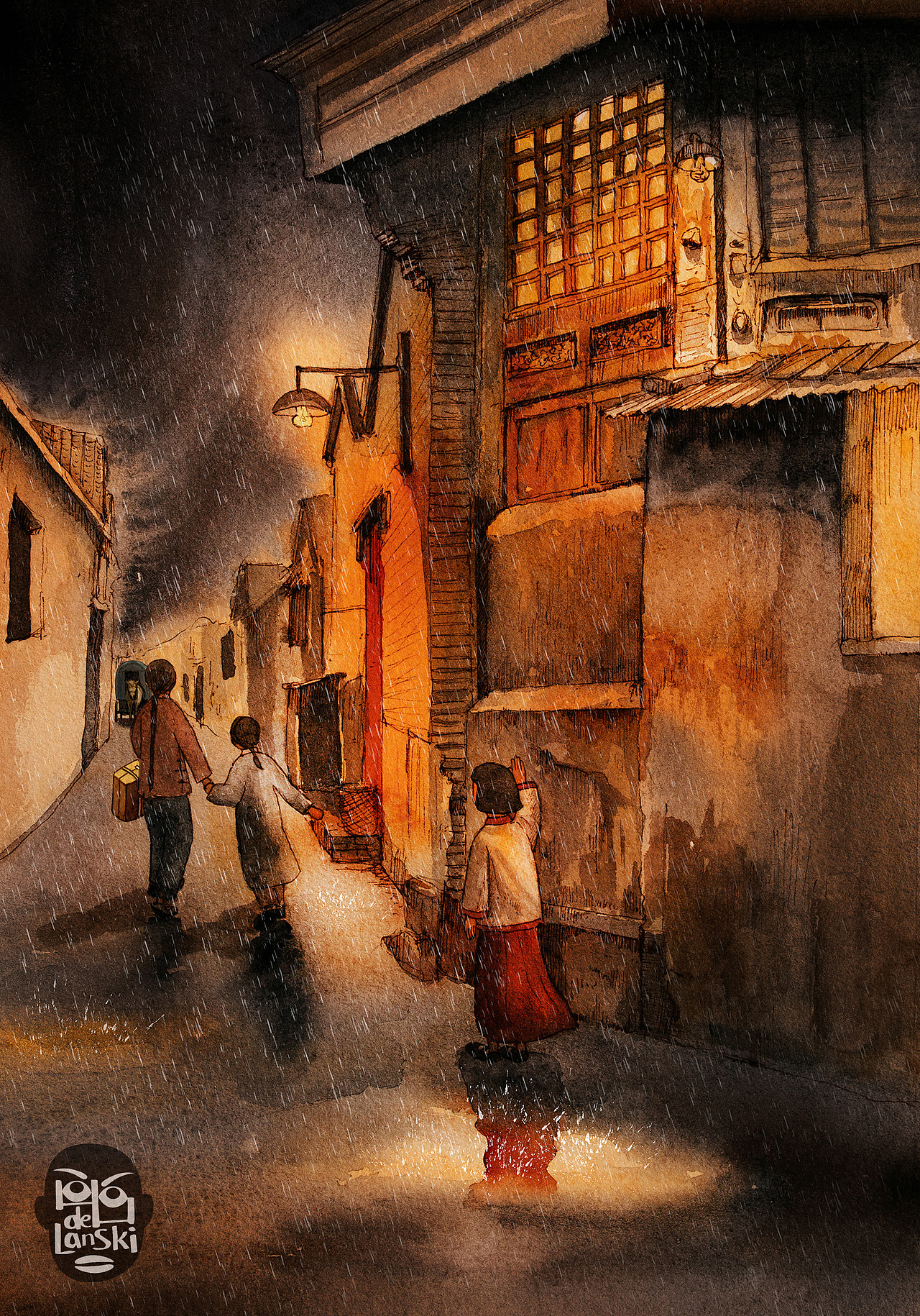 《城南旧事》水彩插图