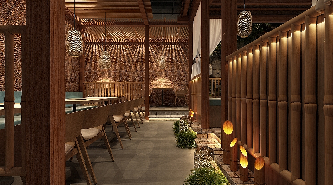 嗨捞猪肚鸡|火锅店设计效果图|餐厅设计案例|七原设计