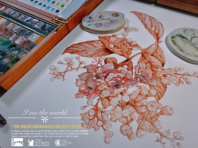 蘸水笔针管笔|大花紫薇