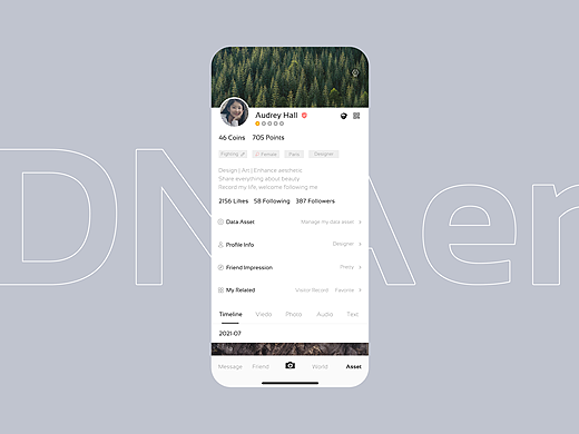 DNAer基因社交APP海外版个人主页,原创界面设计分享