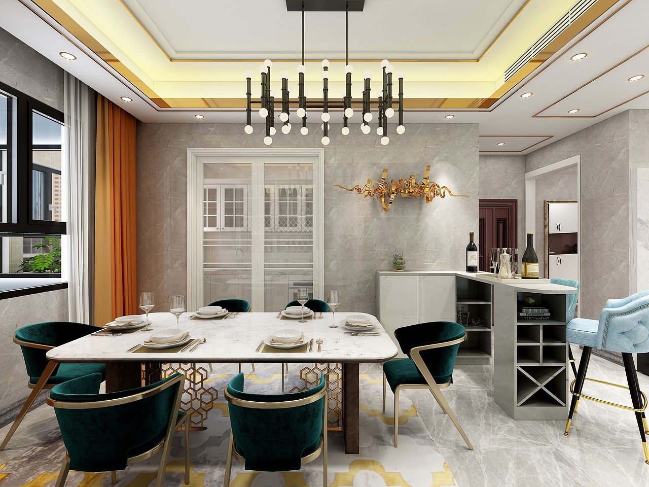 奢华与时尚碰撞,诠释165㎡四室新格调