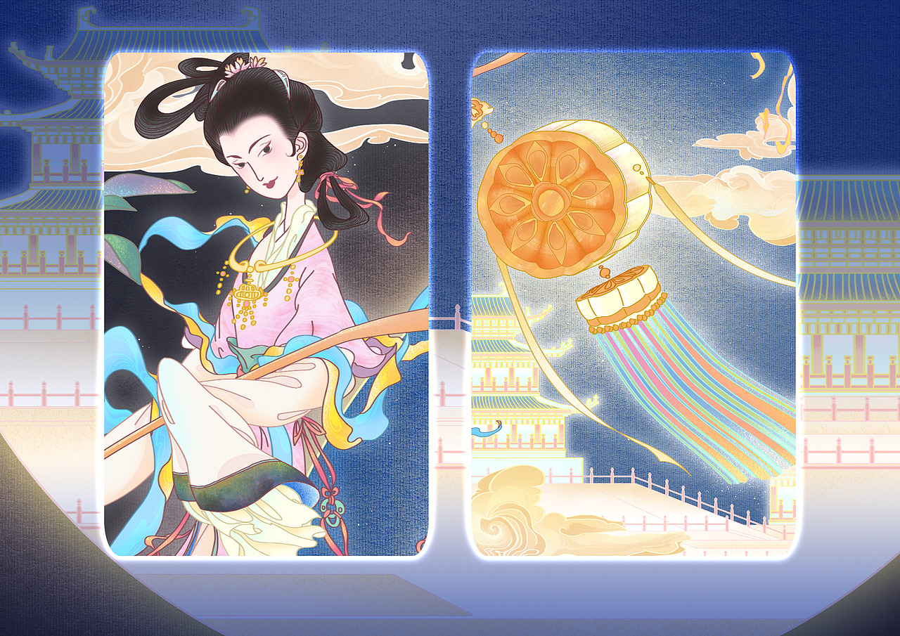 中秋插画（图ZMzI2Njc1NTA0） - 创作习作 - 站酷设计师青红紫绿原创素材 - 站酷ZCOOL