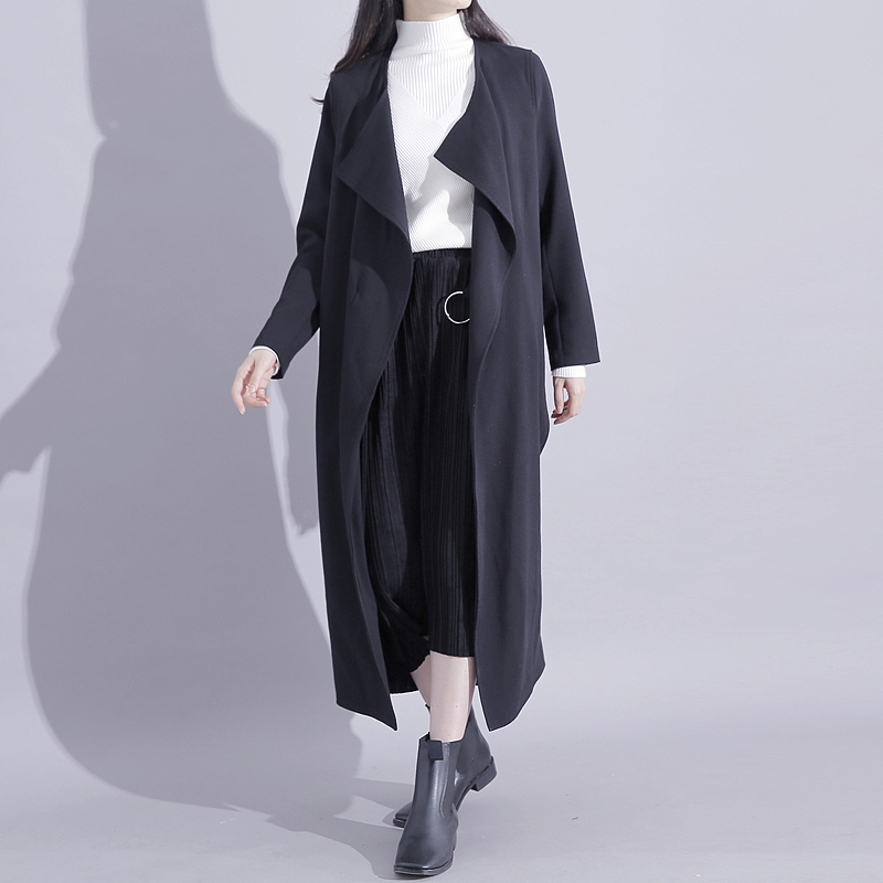 欧美秋冬新款自带气场风衣长款外套
