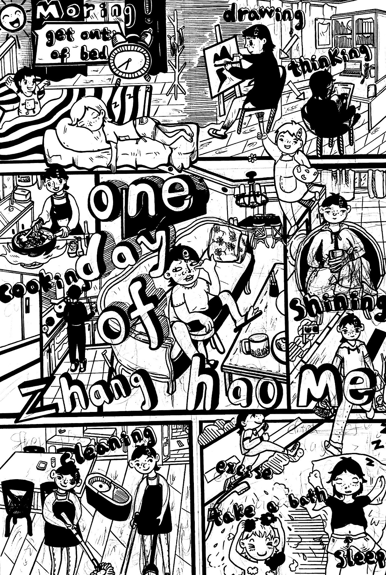 《张好美的一天》（图ZMjI5NjEzNjky） - 创作习作 - 站酷设计师正在画画的张好美原创素材 - 站酷ZCOOL