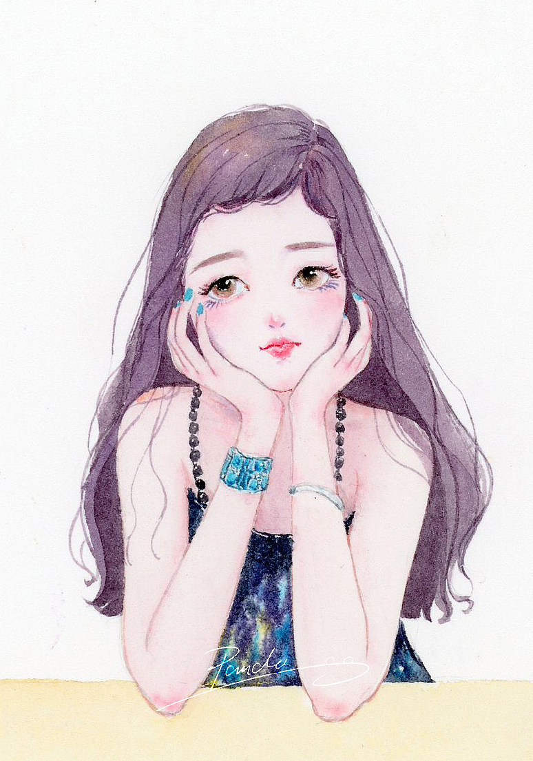 【小熊猫】水彩手绘人物水彩插画教程人物卡通头像手绘水彩步骤