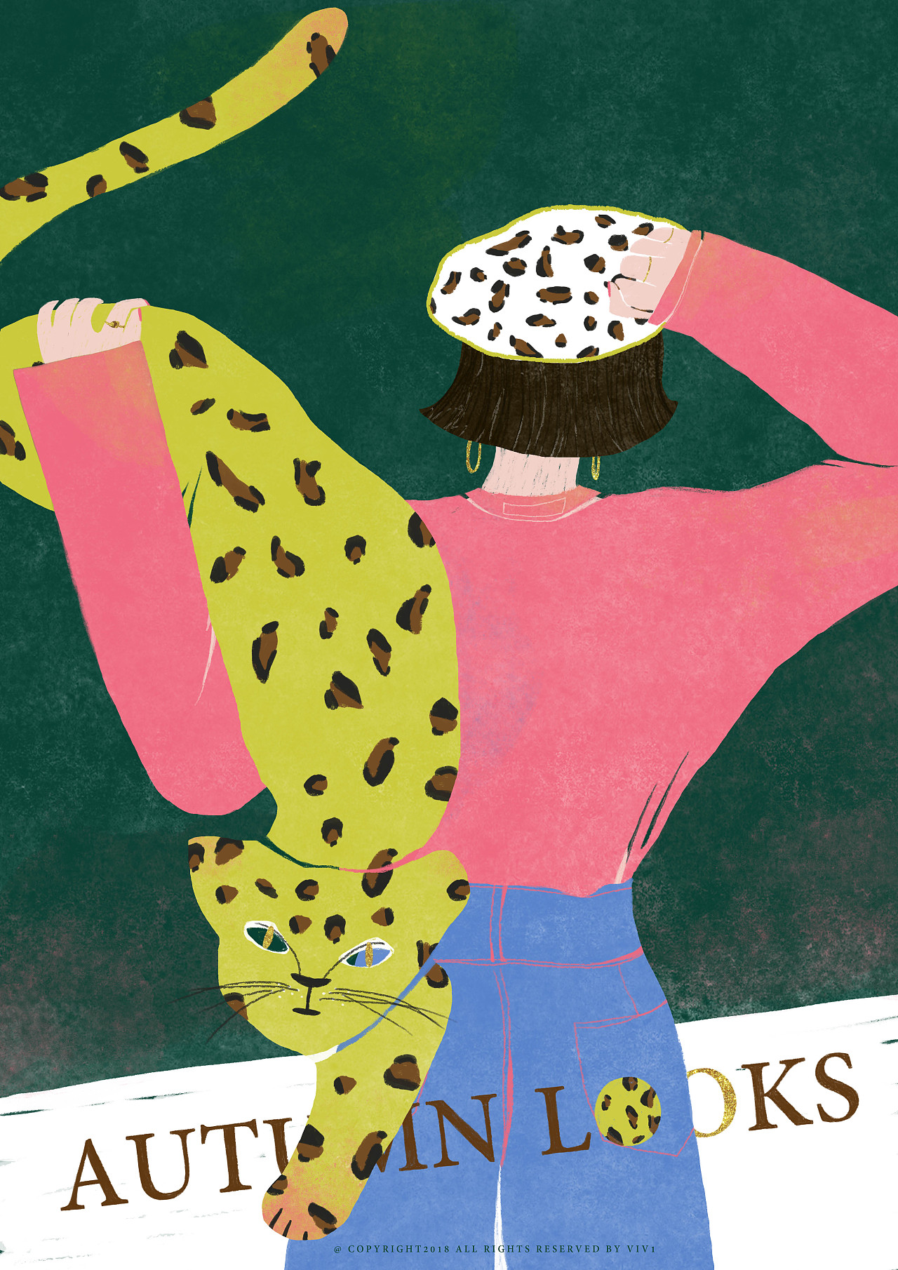 画了一组秋季穿搭海报 尝试了一些不同的画法