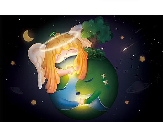 插画-地球不仅要靠天是还要靠我们来爱护