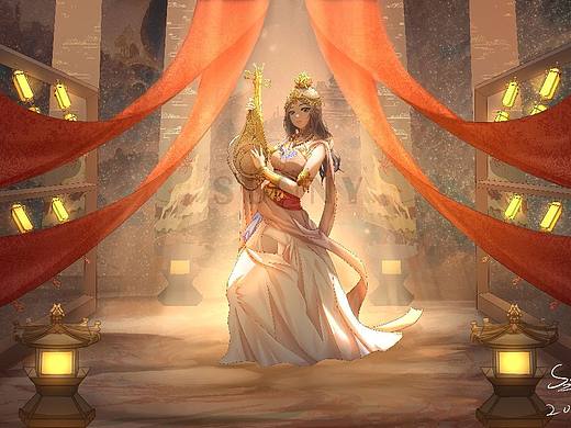 原创插画(敦煌-笼中对)