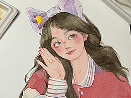 手繪水彩少女頭像