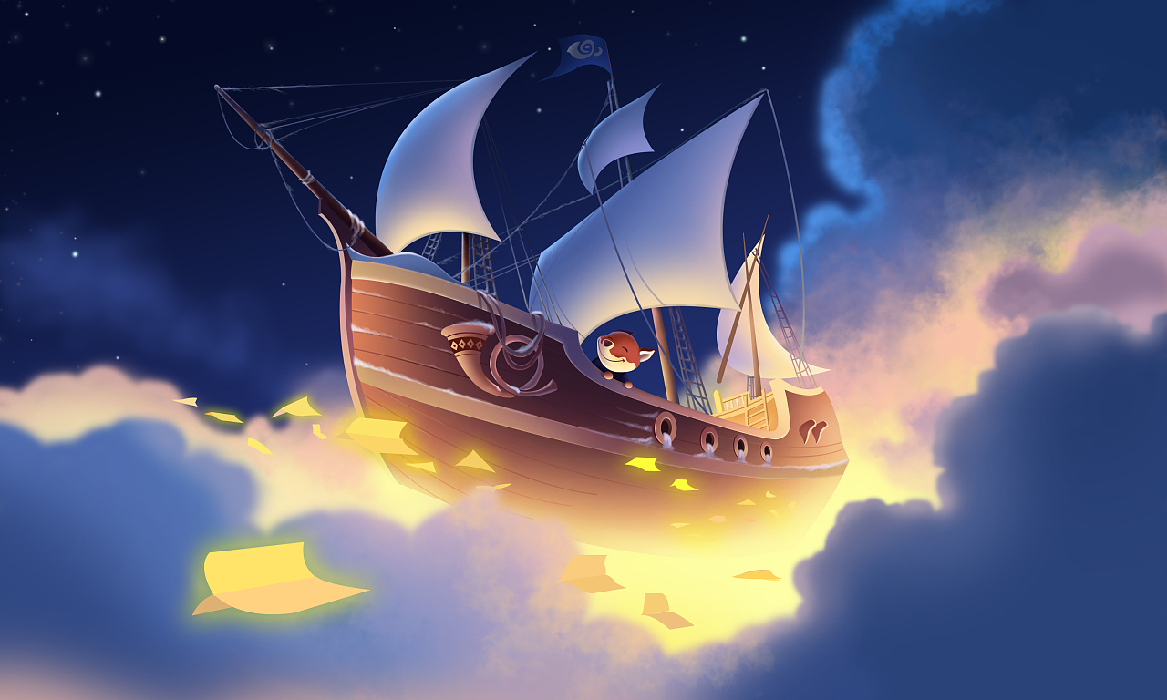 游乐园海盗船插画图片