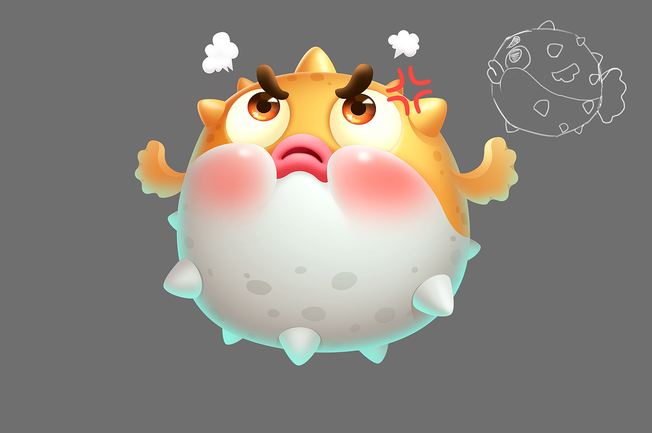 一只河豚（图ZMjE1MTM2Njc2） - 游戏原画 - 站酷设计师VinArt原创素材 - 站酷ZCOOL