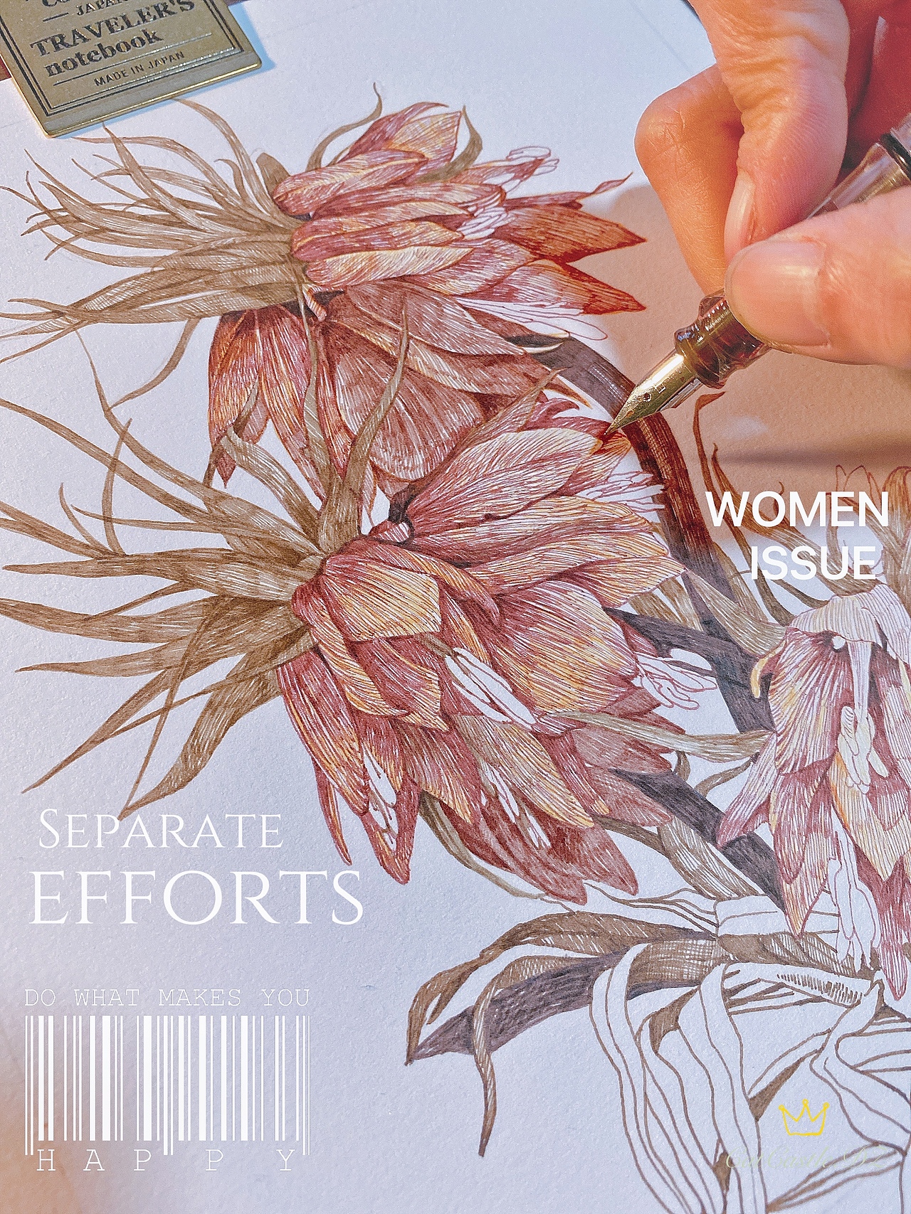 神奇的皇冠贝母（蘸水笔｜针管笔）（图ZMjg1NTYwOTgw） - 艺术插画 - 站酷设计师CatCastleDZ原创素材 - 站酷ZCOOL