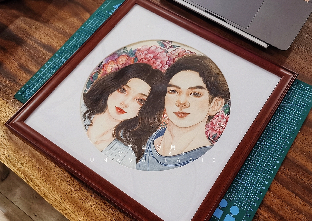 水彩插画人物定制|情侣约稿