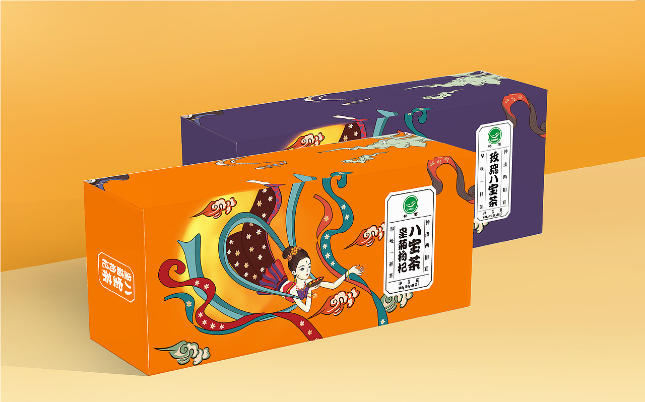 敦煌手绘风格八宝茶包装设计