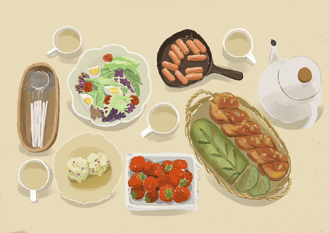 四人食（图ZODA2NTM1MDQ=） - 创作习作 - 站酷设计师孔孔art原创素材 - 站酷ZCOOL