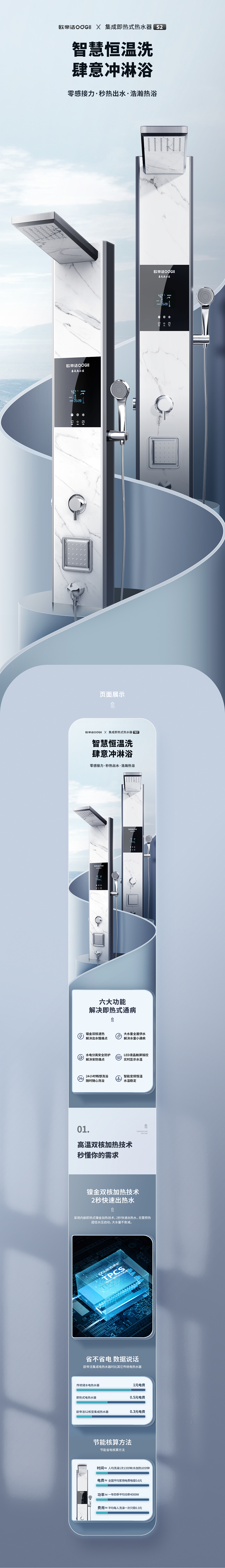 欧帝洁集成热水器-S2详情页设计