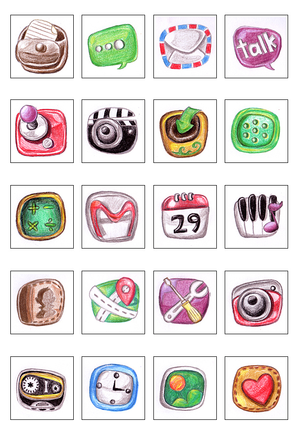 手绘彩铅图标设计