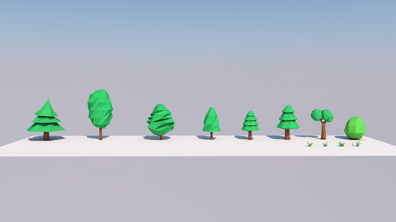 简单低面多边形风格树（图ZNTgzNTM2NDA=） - 场景 - 站酷设计师Holen_Studio原创素材 - 站酷ZCOOL