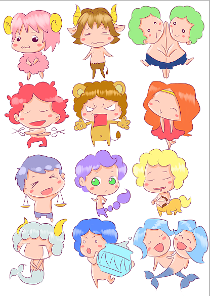 可爱的12星座（图ZMTcwNDAyOTUy） - 艺术插画 - 站酷设计师酱油好哟原创素材 - 站酷ZCOOL