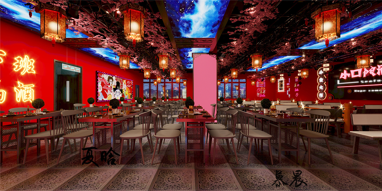 餐饮空间|国潮风餐厅|空间|其他空间|夏晗12 - 原创作品 - 站酷