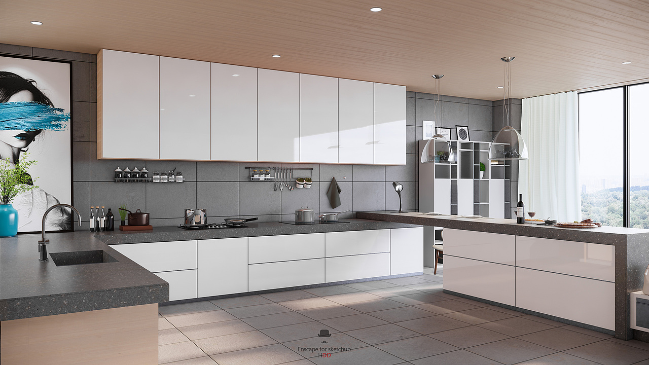 Enscape for sketchup┃现代厨房