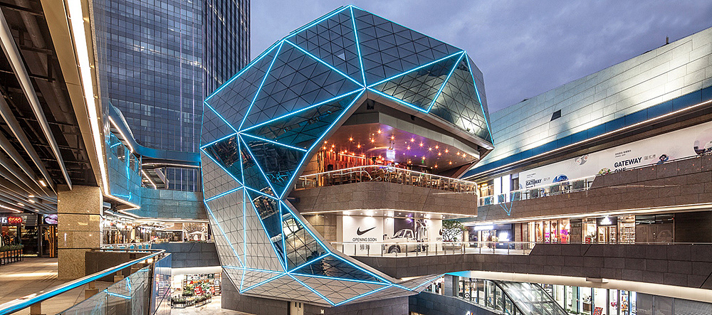 汇港购物中心设计独特亮点:三五成群坐地成山