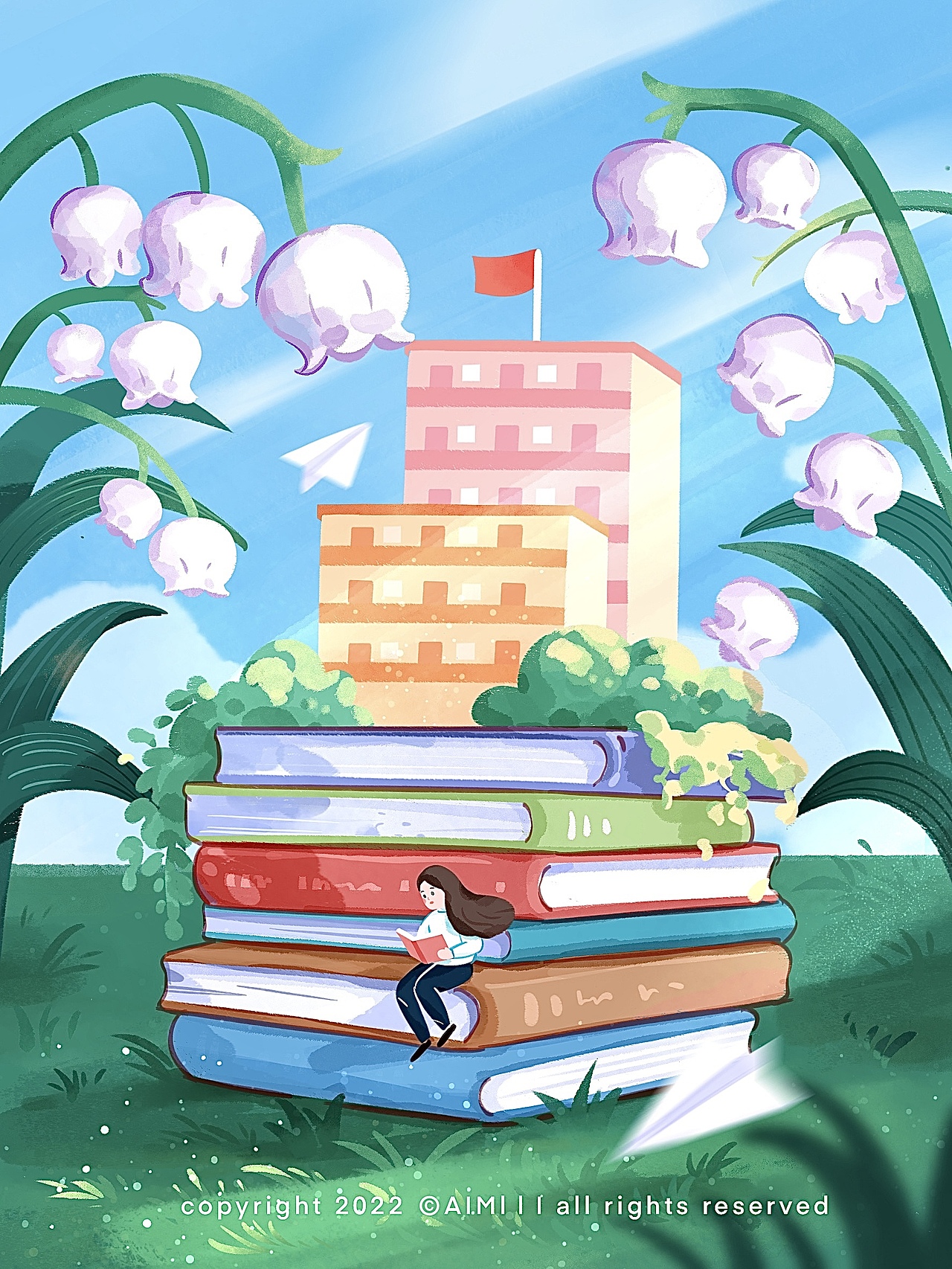 原创校园海报插画一张（图ZMjk2NTQzMTA0） - 创作习作 - 站酷设计师AI米利原创素材 - 站酷ZCOOL