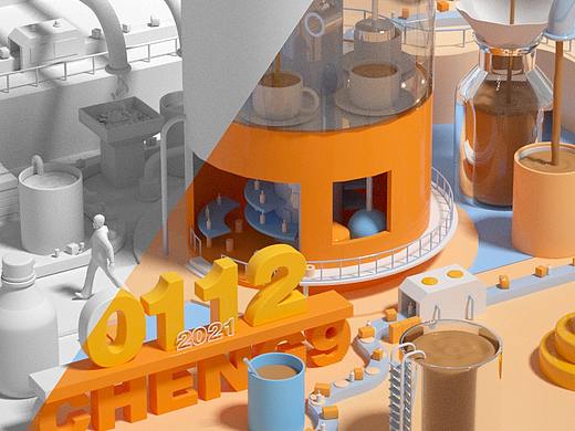 c4d 海报 平面 