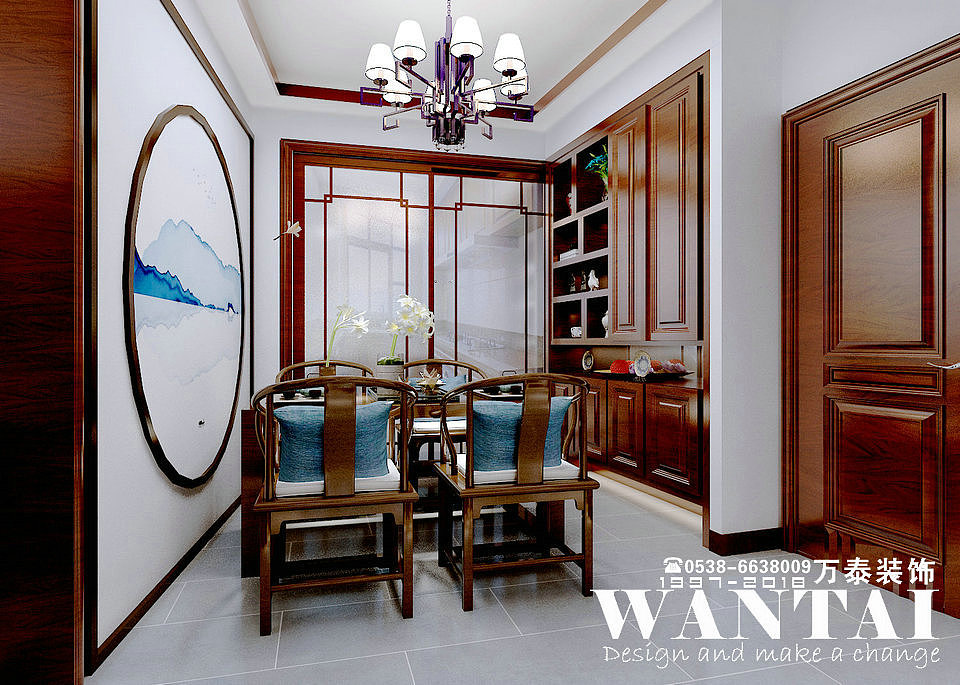 泰安万泰装饰|泰安岱下阳光花园125m²新中式装修效果图