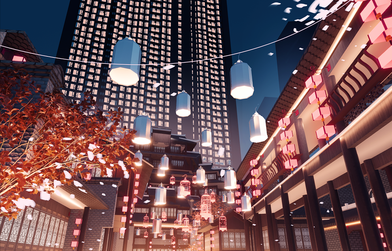 《梦遇·桃花源》—新国潮场景概念设计|插画|概念设定|teardrops