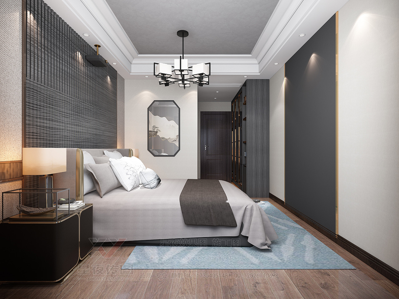 新中式卧室+书房