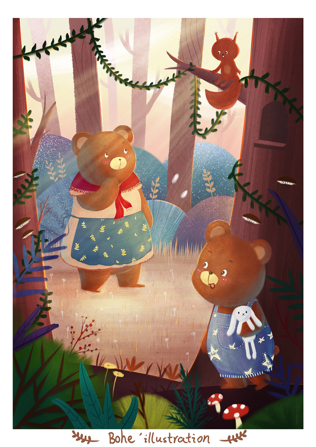 妈妈找小熊回家吃饭