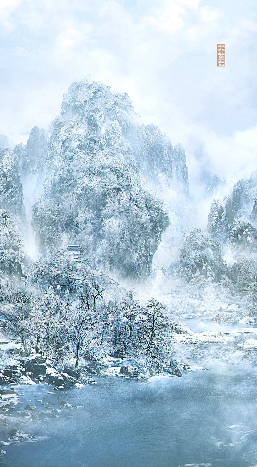 北宋 范宽《雪景寒林图》数字绘画版