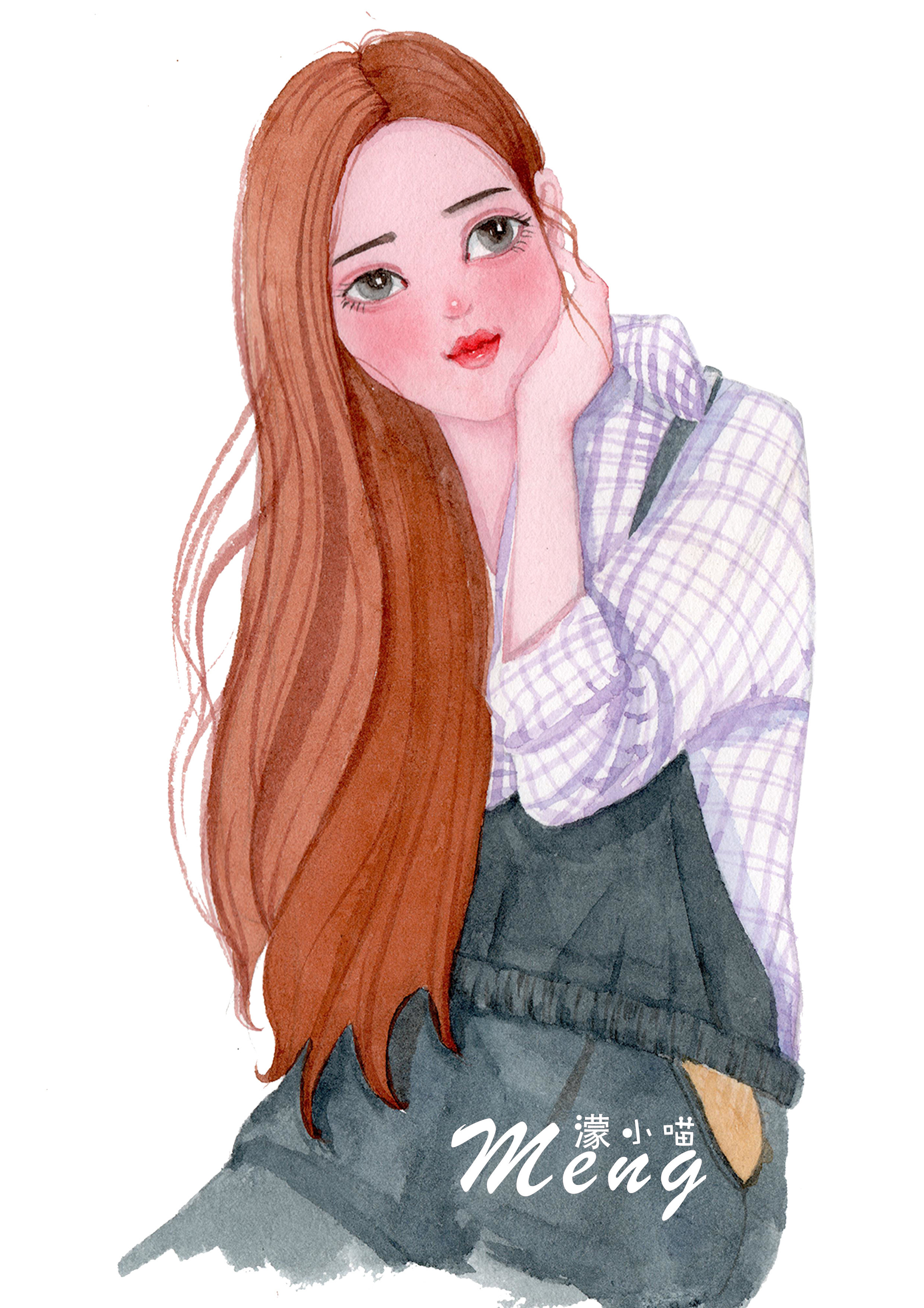 手绘水彩插画人物