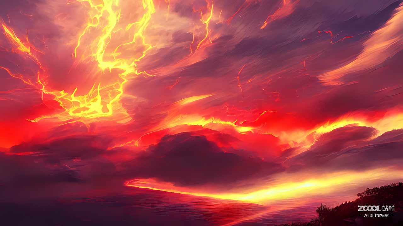#AI创作实验室#红色的火焰贯穿苍穹