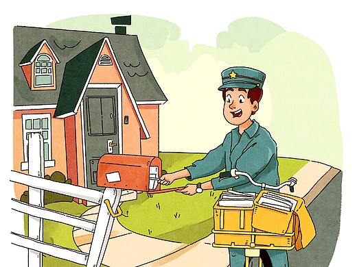 信的邮寄-儿童插画